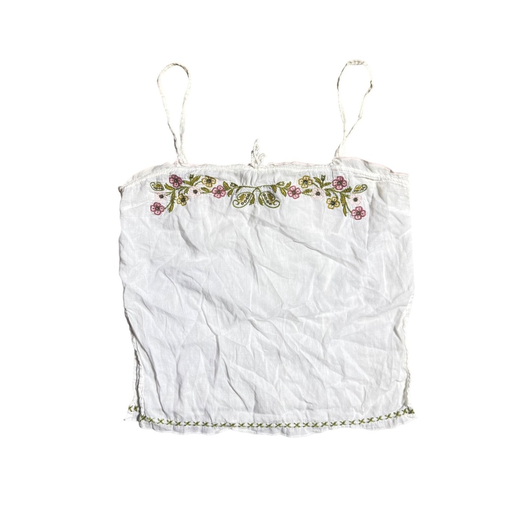 Abercrombie & Fitch White Cotton Floral Embroidered Camisole